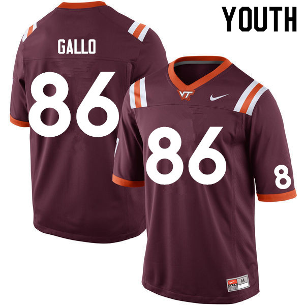 Youth #86 Nick Gallo Virginia Tech Hokies College Football Jerseys Sale-Maroon